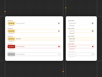 Custom Forms & Inputs States add file best form design dating app design system disabled error field figma forms design input input fields text field toggle top input design ui ui kit user experience ux web design wireframe