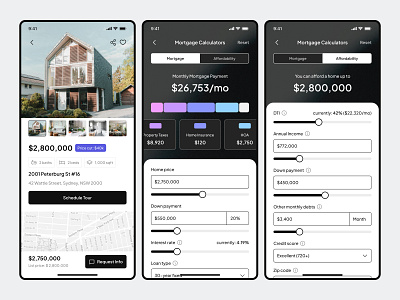 Reales UI Kit - Real Estate App (Detail & Mortgage Calculator) detail home find your home home finder app home search home value estimator house comparison house hunting house listing app house tour scheduling mobile app mortgage calculator property app property finder property listing property search app real estate real estate app real estate feed real estate marketplace ui kit