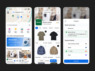 Laundry Mobile App address app design detergen laundry location map maps mobile payment service services store ui wash washing