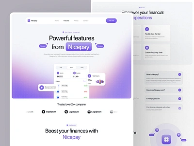 Features Webflow Templates chart clean data design features finance financial glow graph landing page payment saas templates ui ui design uiux web design webflow website widget