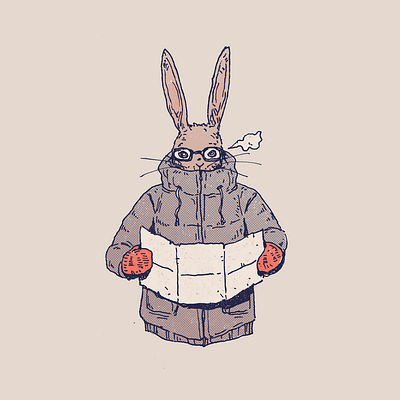 Inktober day 10: Nomadic art cartoon character character design cold design drawing illustration inktober map nomadic rabbit