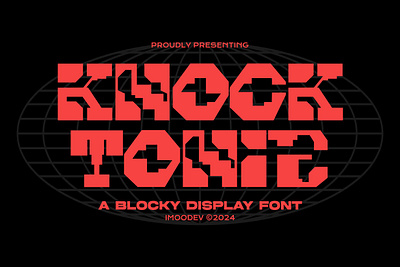 Knock Tonic - Blocky Futuristic Font animation artificial intelligence bold branding cyberpunk graphic design illustration motion graphics robotic type typeface typography