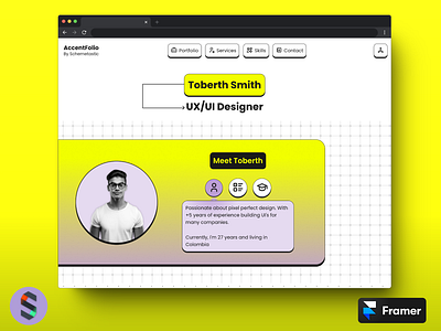 AccentFolio - Portfolio Framer Template accessibility customizable framer framer template free humor portfolio responsive template ui ux