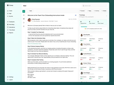 Employee Management System - Email Tracking Feature ✉️ app applia application dashboard design designinspiration employee hrms management system ui uidesign uiinspiration uitrends uiux uxdesign webapp