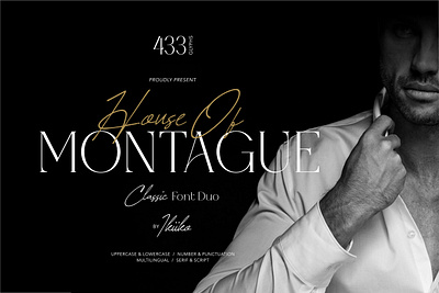 House of Montague - Classic Font Duo beauty brand branding classic classy elegant font fonts logo lux luxury magazune manly masculine rich script serif type typeface typotypography