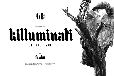 Killuminati - Gothic Font black blackletter brand branding dark display font fonts fraktur gothic header illuminati magazine metal rock type typeface typo typography