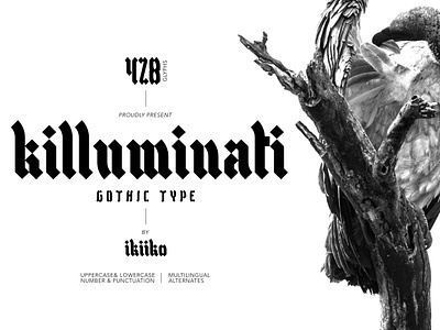 Killuminati - Gothic Font black blackletter brand branding dark display font fonts fraktur gothic header illuminati magazine metal rock type typeface typo typography