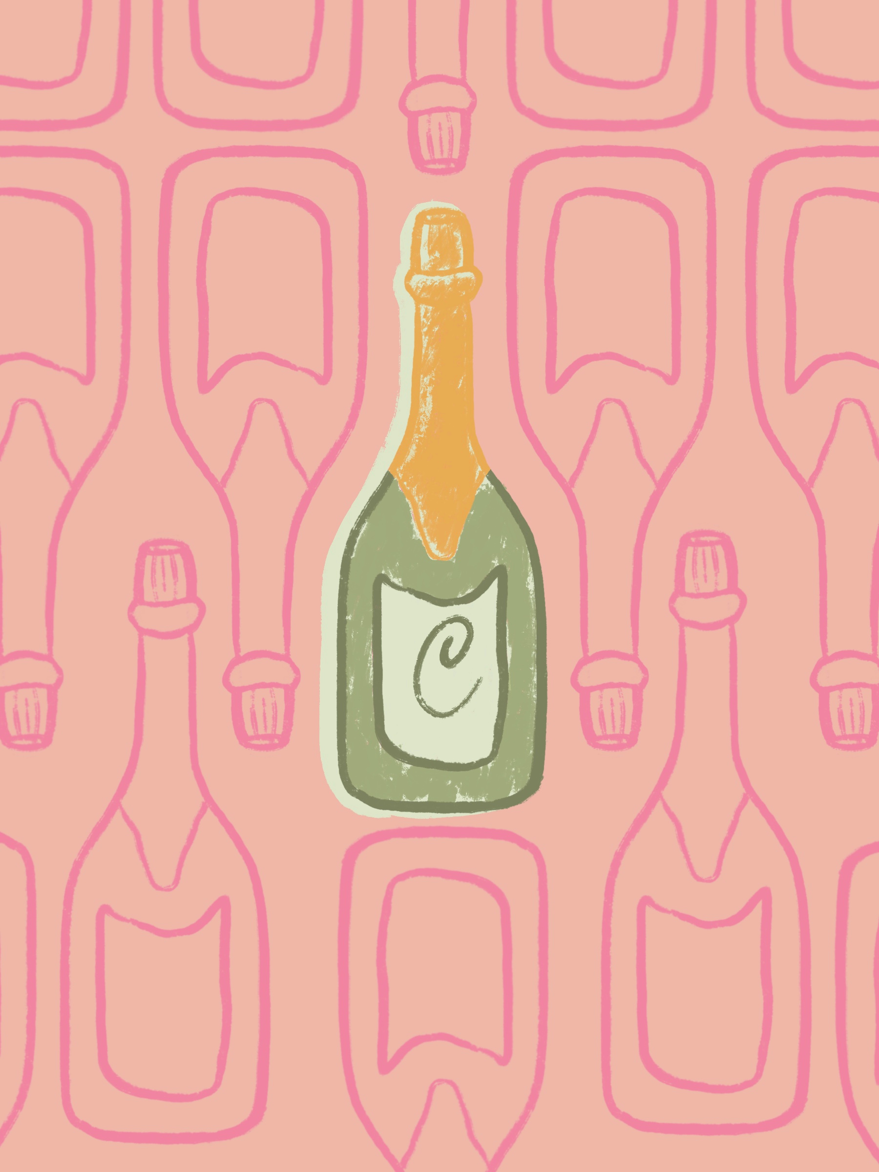 Champagne Pattern card celebrate celebration champagne greeting card happiness illustration rough sketchy sloppy sloppy illustration wes anderson
