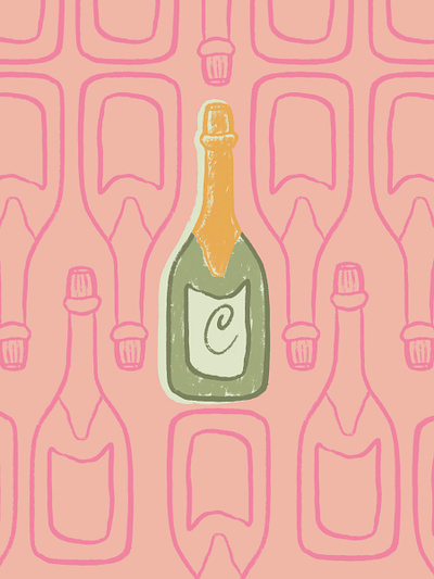 Champagne Pattern card celebrate celebration champagne greeting card happiness illustration rough sketchy sloppy sloppy illustration wes anderson