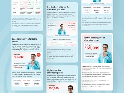 Pricing Component UI aligners app cards component cost doctor health mobile money pricing product design table teeth ui ux web design