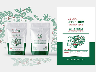 Cafe Perpetuum arabica branding cafe coffee bag coffee label coffee packaging coffee pouch design graphic design illustration label design lettering logo logo design robusta typography vector whole bean