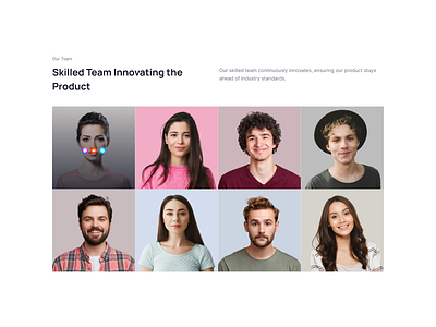 Connected team images with a hover effect design graphic design ui ui block ui design web design