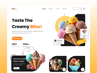 Ice - cream Landing Page Hero Section Design Concept 🔥 figma design ice cream landing page design ice cream web design mobile app ui ui design ui design trends user experience design user interface design user research ux ux design ux research uxui design web design website design