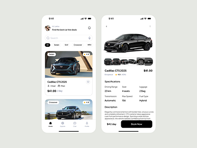 Car Rental App app car clean modern rent rental ui ui design ui mobile