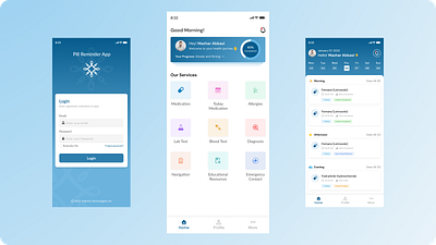 Pill Reminder Application branding graphic design healthcare application motion graphics pill reminder app pill reminder application uiux designer