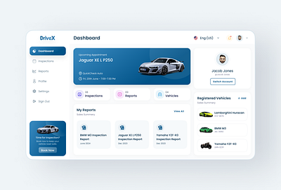 Vehicle Inspection Booking - Web App UI Design appointment booking automotive app design car inspection dashboard design inspection app inspection booking web app interface design periodic inspection ui ux vehicle inspection vehicle managemnt web app web app design