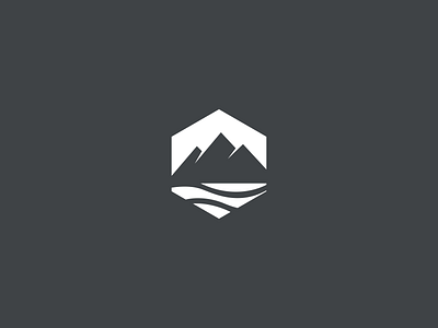 Hexagon Mountain & Lake logo adventure branding company concept graphic design hexagon illustration lake logo modern mountain outdoor simple