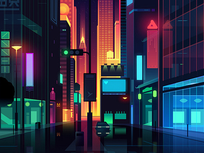 Affinity designer commission affinity app city futur illustration light neon retro software tech technology