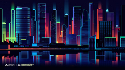 Affinity designer book affinity app city design futur illustration light neon retro tech