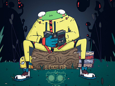 Even the frog reads 2d 2d art art book illustration branding character design comics digital digitalart game character game dev