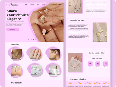 Elegant-Landing Page UI/UX Design branding creativedesign design digitaljewelry ecommerce figma graphic design ill illustration jewelrystore landing page logo onlineshopping ui userexperience vector webdesign website