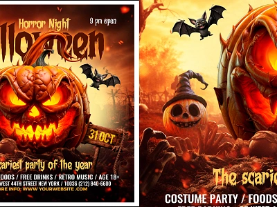 Halloween Flyer costume party creepy halloween halloween party happy halloween haunted party horror hounted jack o lantern october pumpkin spooky trick or treat