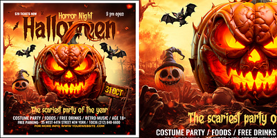 Halloween Flyer costume party creepy halloween halloween party happy halloween haunted party horror hounted jack o lantern october pumpkin spooky trick or treat