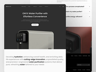 ONYX Water Purifier - Landing Page Product Animation animation animation landing page clean elegant figma jitter landing page landing page animation nija design popular product product animation product design product design animation product landing page purifier saq design ui design water water purifier