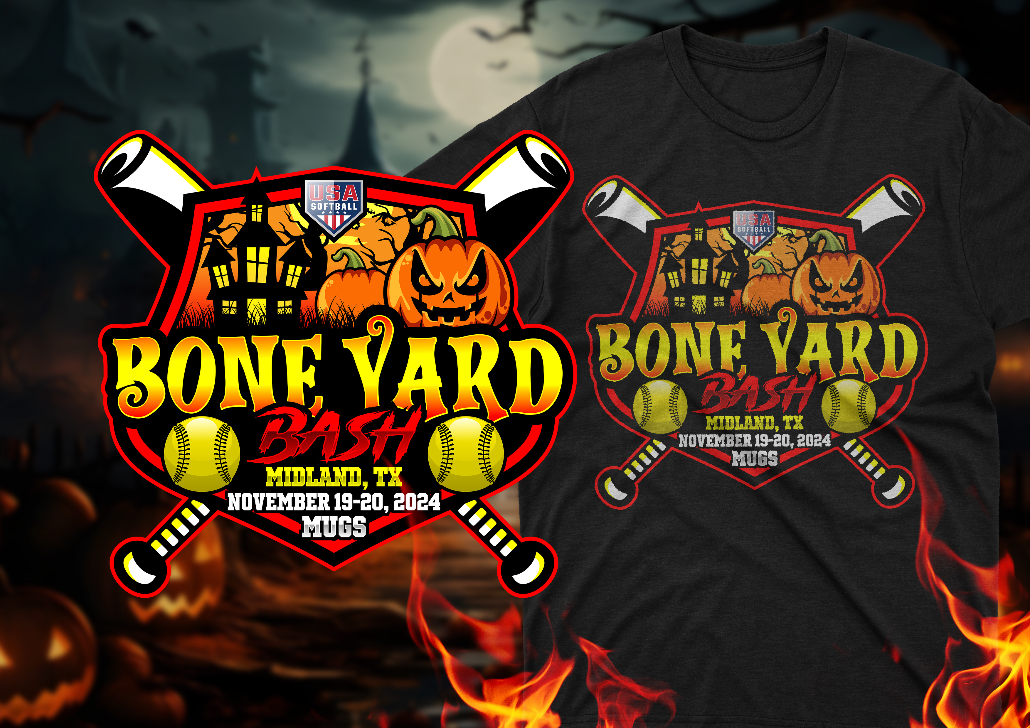 SOFTBALL LOGO WITH HALLOWEEN THEME girl softball girl softball logo graphic design halloween illustration logo logo design mascot logo softball hallowen softball logo sport sport logo