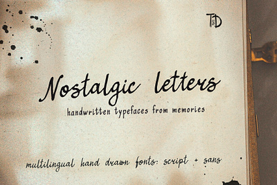 Nostalgic letters handwritten duo fonts script + sans retro branding calligraphy design duo font graphic design handwriting font handwritten font handwritten typeface ink font logo quirky font retro font sans font script font signature font textured vintage font web font wedding font