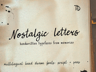 Nostalgic letters handwritten duo fonts script + sans retro branding calligraphy design duo font graphic design handwriting font handwritten font handwritten typeface ink font logo quirky font retro font sans font script font signature font textured vintage font web font wedding font