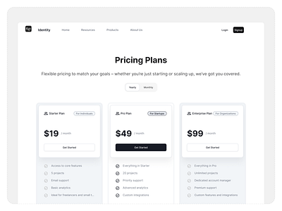 Pricing Page - Figr Identity design landing landing page light mode light ui plans pricing pricing page pricing plans pricing table pricing tables saas ui uiux ux web design web designer web pricing website website design