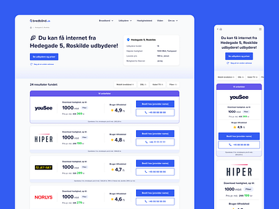 Bredband - search result page broadband broadcast figma internet internet provider provider redesign speed test ui ux web design website