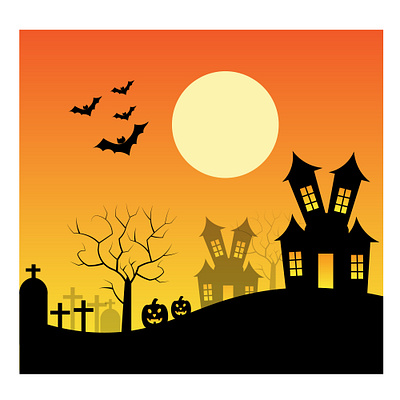 Landscape illustration for Halloween art color fall graphic design grave halloween haunted horror illustration isolated landscape orange pumpkin spooky