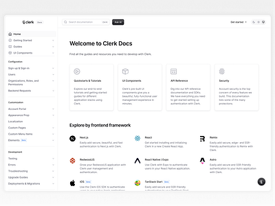 Clerk Docs UI Design design practice saas ui ux