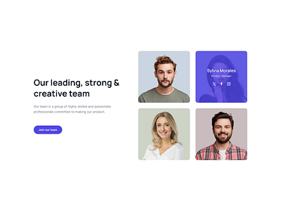 Tailwind team section with hover overlay design graphic design team ui ui block ui design web design