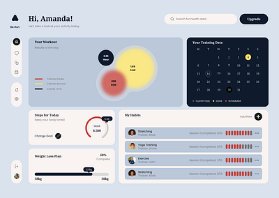 Be.run: Fitness Dashboard Design 3d animation branding graphic design logo motion graphics ui ui design ui ux ux design web app website design