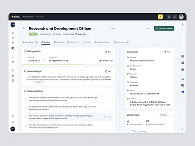 Tiimi - Detailed Job Information in SaaS HR Management System candidate company employee employee management hiring hr hrd hrm hrs job product design recruitment saas saas design team management ui ux web design