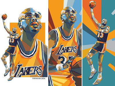 Kareem Abdul-Jabbar ball basketball color vintage colorful design illustration inspirational lakers legendary nba portrait portrait illustration sport sport player sport poster sports