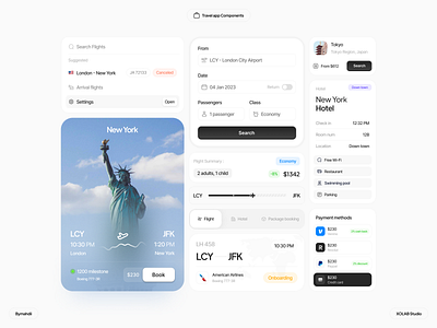 Travel App Components aircraft airplane app clean component design flight flight app flight booking hotel minimal payment product product design ticket travel ui ux web website