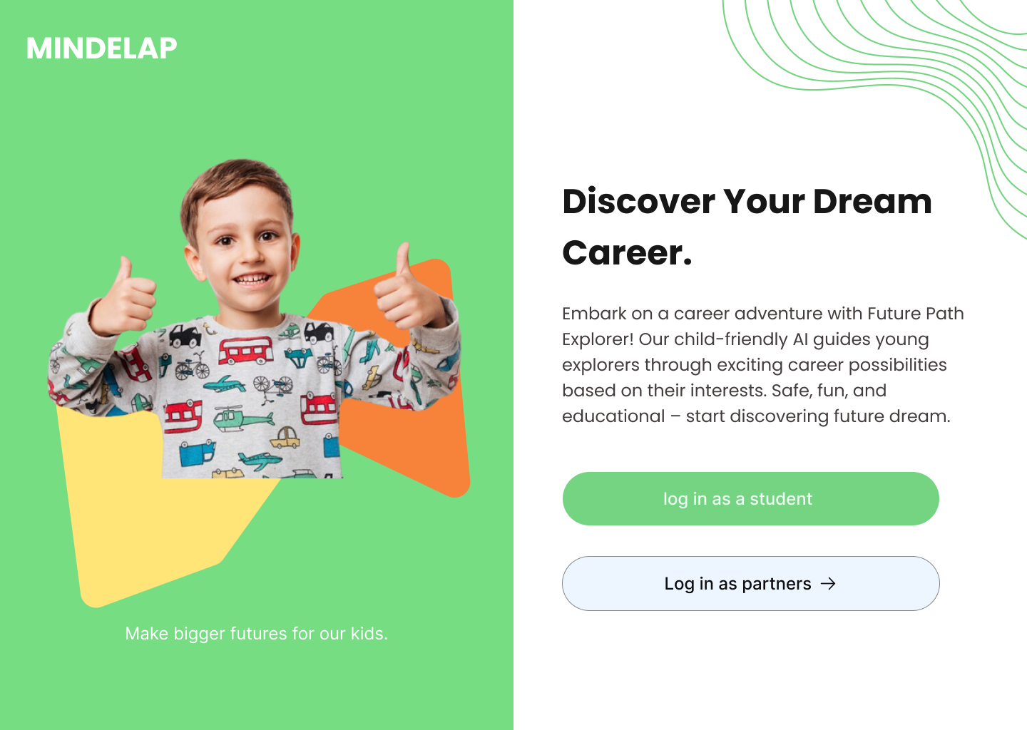 Example of Mindelap Landing Pages || UI UX Desiging