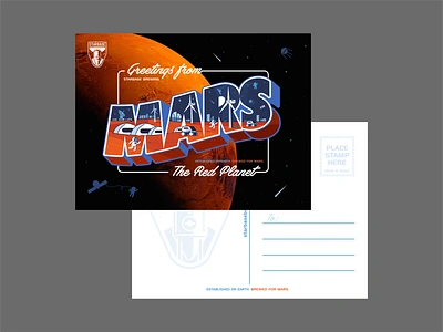 Greetings from MARS branding browing craft beer design earth font graphic design icon set illustration ipa letters location logo mars nasa postcard space space x travel typo