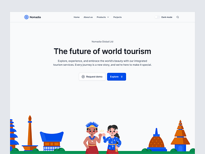 Nomadia: Leading Solutions in the Tourism Industry beranda branding clientwork company profile dark mode designsystem homepage illustration landing page minimaldesign responsivedesign tourism travel ui design ux design web design webdevelopment website