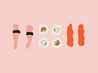 Sushi Pink Japanese illustration available to purchase as print design japanese japanese illustratio pink sushi sushi illustration sushi print sushi roll