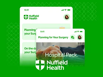 Nuffield Health UX/UI green uxui healthcare design healthcare uxui hospital minimal uxui mobile screen product design ui design ux design uxui