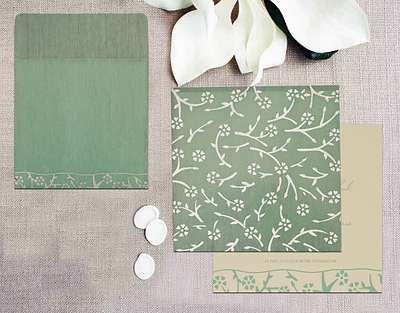 Sage Green Wooly Floral Themed - Screen Printed Wedding Invites screen printing wedding card