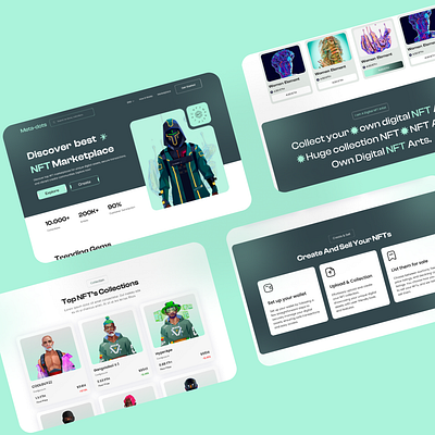 NFT marketplace landing page . design digital collectible nftart nftcommunity nfttrading ui ux