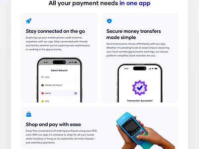 Qadi Mobile App Website Design (Features Section) figma fintech landingpage webdesign