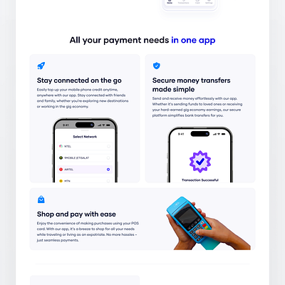 Qadi Mobile App Website Design (Features Section) figma fintech landingpage webdesign