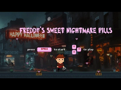 Freddy's Sweet Nightmare Pills (pixel game for Figma) 8bit game animation concept dribbble figma figma animation freddy krueger game figma halloween illustration pills brand pixel game pixels design shot ui ux warm up